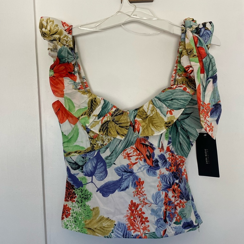 Zara Print Ruffle Top